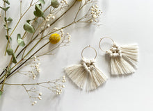 Load image into Gallery viewer, Mini Hoop Earrings with Macrame tassels