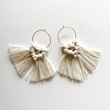 Load image into Gallery viewer, Mini Hoop Earrings with Macrame tassels