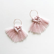 Load image into Gallery viewer, Mini Hoop Earrings with Macrame tassels