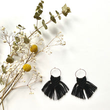 Load image into Gallery viewer, Mini Hoop Earrings with Macrame tassels