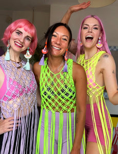 Neon Macrame Vests with Fringing