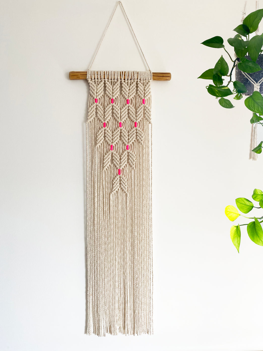 Natural Wall Hanging with Neon Accent