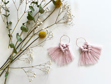 Load image into Gallery viewer, Mini Hoop Earrings with Macrame tassels