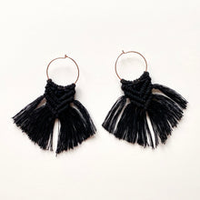 Load image into Gallery viewer, Mini Hoop Earrings with Macrame tassels