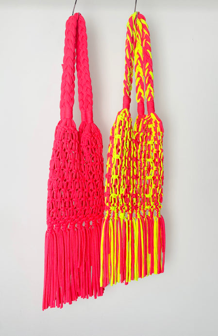 Neon Macrame Bag - Large with tassels