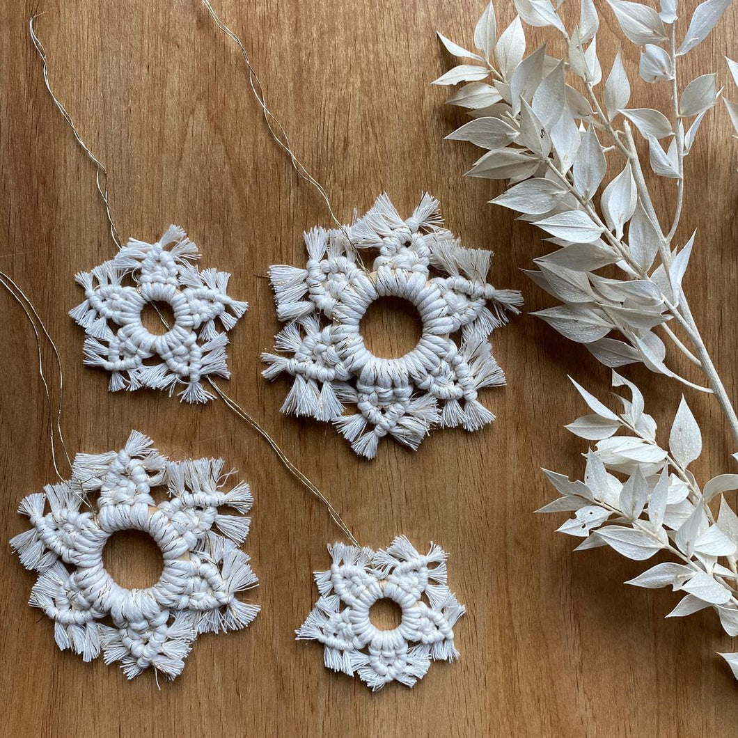 Set of 4 Macrame Snowflakes - Already made
