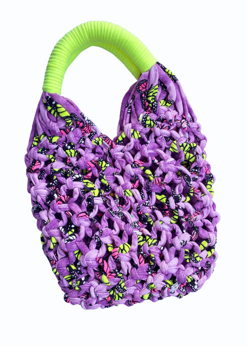 Neon Butterfly Tie Dye Macrame Bag - Medium Size